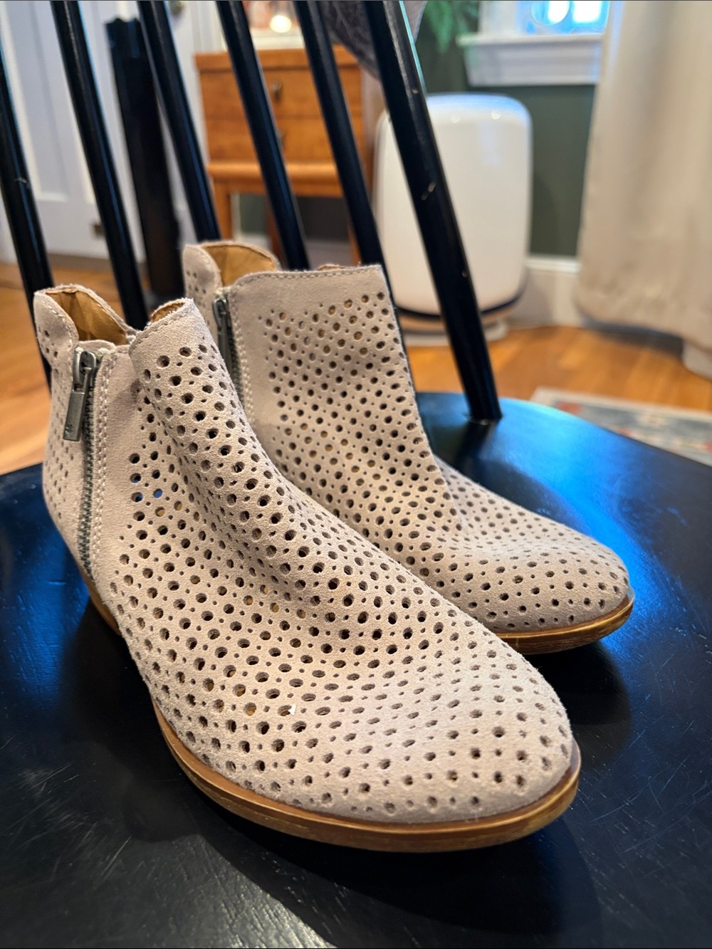 Lucky Brand Perforated Suede Ankle Booties